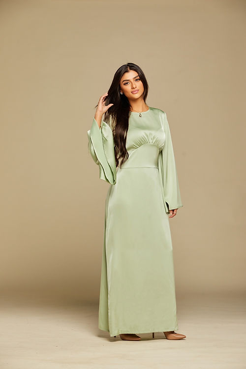 The Serene Satin Dress - Pale Pistachio