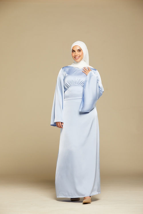 The Serene Satin Dress - Ocean Frost