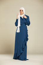 Layali Satin Wrap Maxi- Sapphire Blue