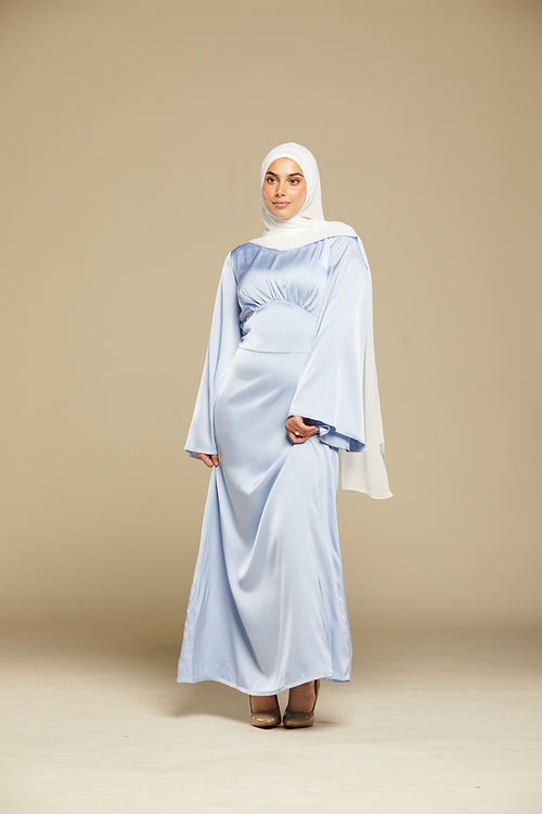 The Serene Satin Dress - Ocean Frost