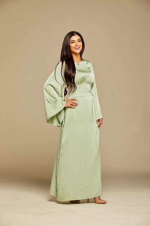 The Serene Satin Dress - Pale Pistachio