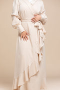 Layali Satin Wrap Maxi - Cream