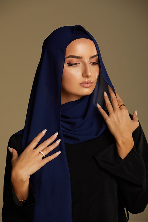 Cloud Chiffon Hijab - Midnight Blue
