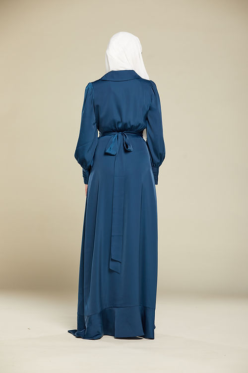 Layali Satin Wrap Maxi- Sapphire Blue